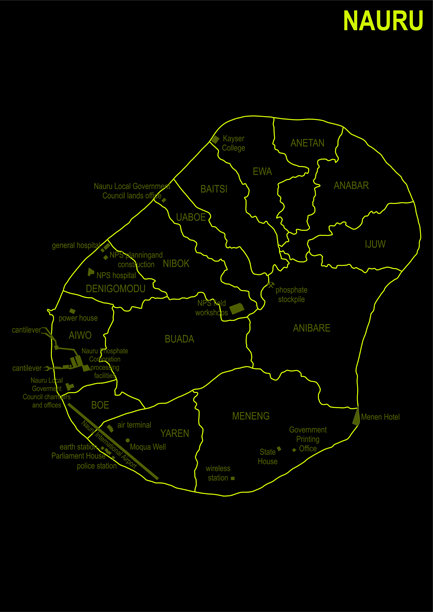 黑色背景上的瑙鲁霓虹地图图片下载
