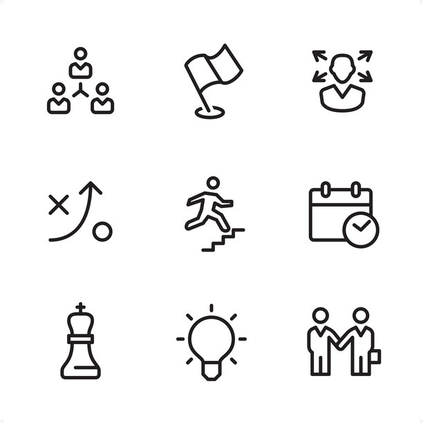 商务团队单线图标图片下载