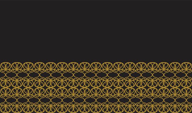 优雅装饰性无缝图案，黑色边框背景，留有复制空间。eps图片下载