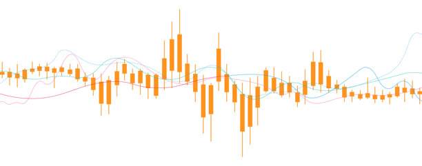 橙色烛台波形，动态数字数据流，金融图表可视化，抽象商业信号模式，现代趋势分析，充满活力的交易背景，优雅的矢量艺术设计图片下载