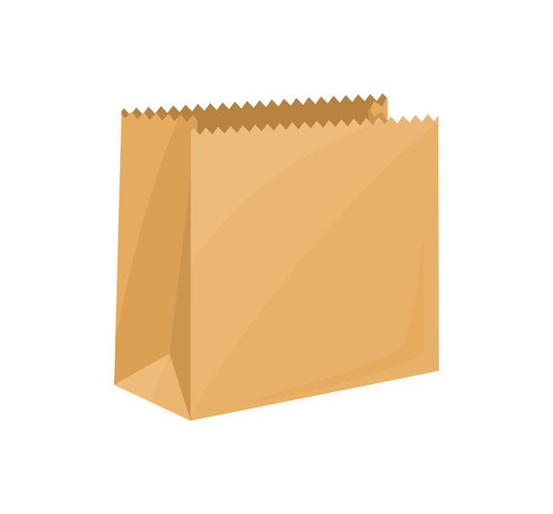 空白的牛皮纸袋，孤立在白色背景上。矢量卡通扁平插画图片下载