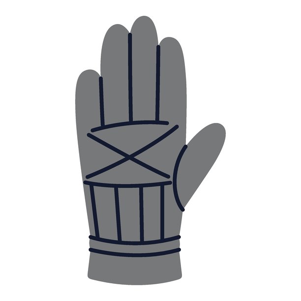 用于滑雪或单板滑雪的灰色保暖冬季手套。现代矢量图，孤立在白色背景上，手绘，扁平化设计。图片下载