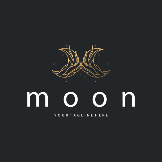 月亮标志 简约极简线条设计 现代概念插画设计模板及海报 也是产品品牌图片下载