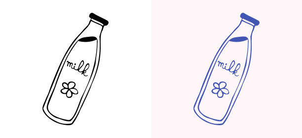 手绘牛奶瓶图标插画图片下载