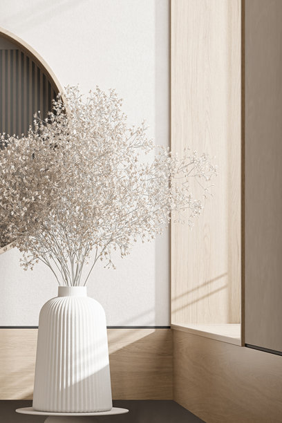 日式和风与北欧风格结合的客厅室内设计，采用天然材质和日光氛围图片下载