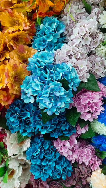 绣球花设计师构图，复古风格的仿真花卉背景图片下载