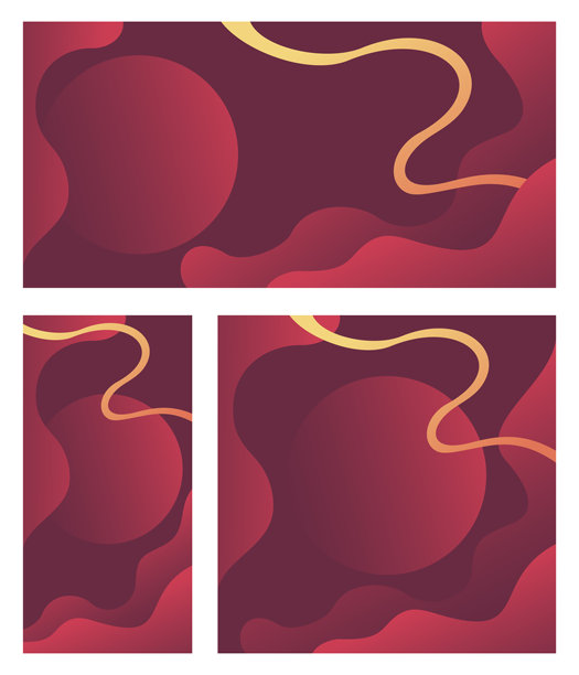 抽象的波浪形横幅集合，带有圆形复制空间和红色渐变图片下载