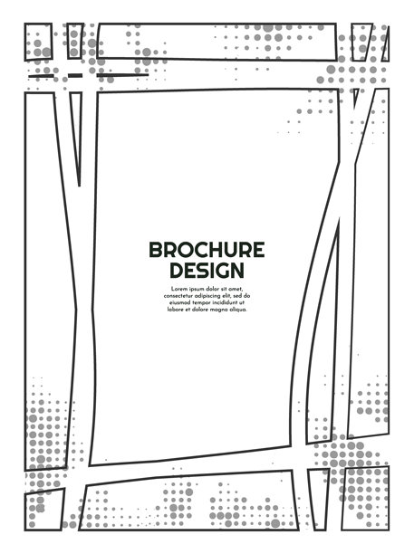矢量插画。杂乱的几何线条背景。海报、书籍或杂志封面、版式、传单的设计元素。不同形状的线条边框带有半色调圆点。复古手绘风格图片下载