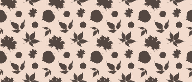 植物矢量无缝图案，散落着秋天的树叶。秋叶矢量插画图片下载