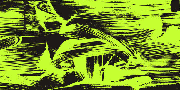 笔触背景。黑色背景上的绿色油漆抽象纹理笔触。粗糙的创意颗粒纹理图案。现代街头朋克艺术横幅。矢量插画图片下载