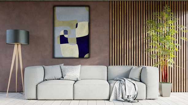 大型豪华现代明亮内饰客厅模型插画三维渲染图图片下载