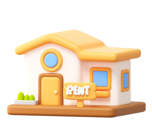 出租房屋3D图标，用于租赁物业和房地产列表图片下载