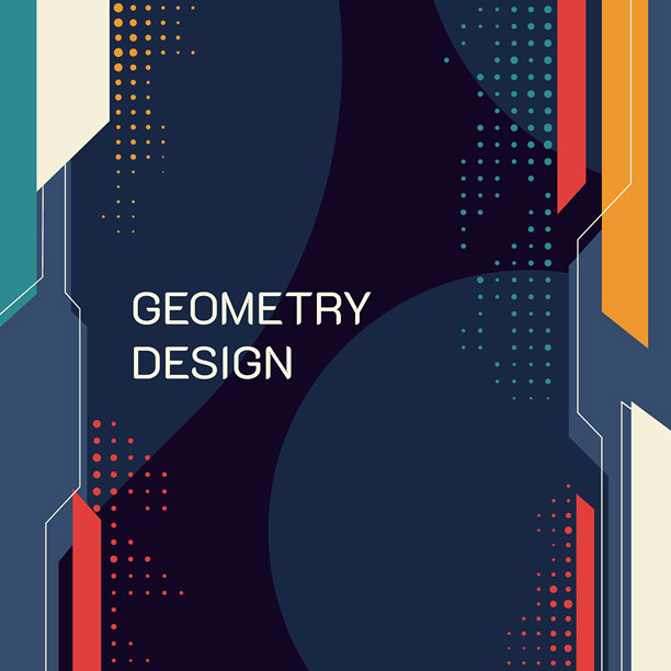 矢量插画。横幅模板。多边形科技形状和线条。社交媒体模板、博客文章、网页横幅的设计元素。潮流几何彩色背景，带有半调圆点图片下载
