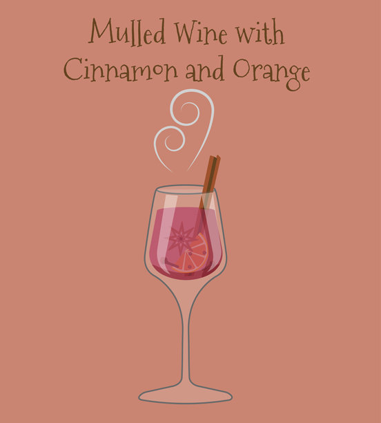 米色背景上的热红酒杯。温暖的圣诞饮品，带有香料和橙子的扁平化设计，孤立在中性色调上。用于社交媒体、菜单的冬季插画。图片下载
