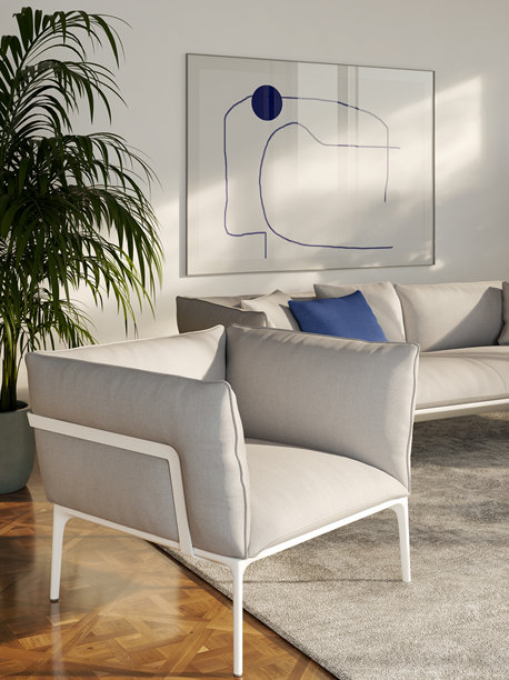 大型豪华现代明亮室内客厅模型插画，3D渲染图图片下载