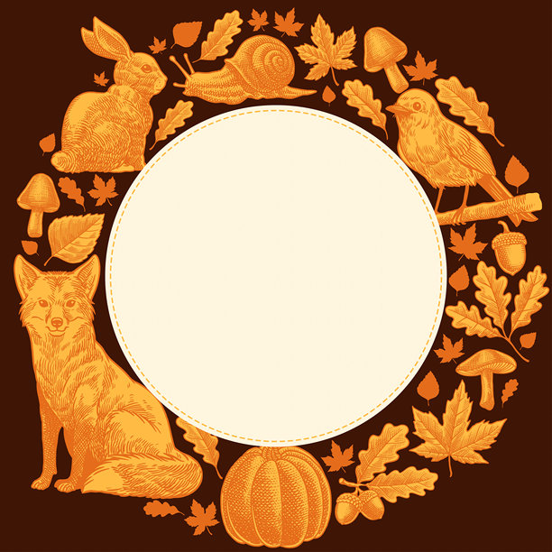 秋季概念框架设计，留有黑色文字空间图片下载