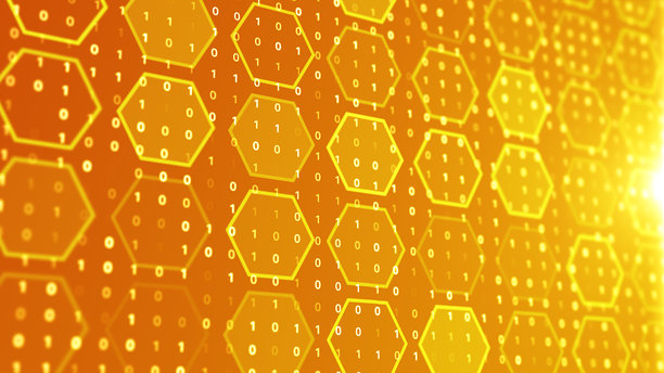 明亮的蓝色抽象几何科技动感波浪六边形背景 4K 素材图片图片下载