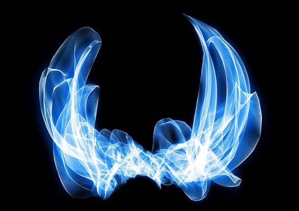 蓝色发光烟雾波纹三维插画图片下载