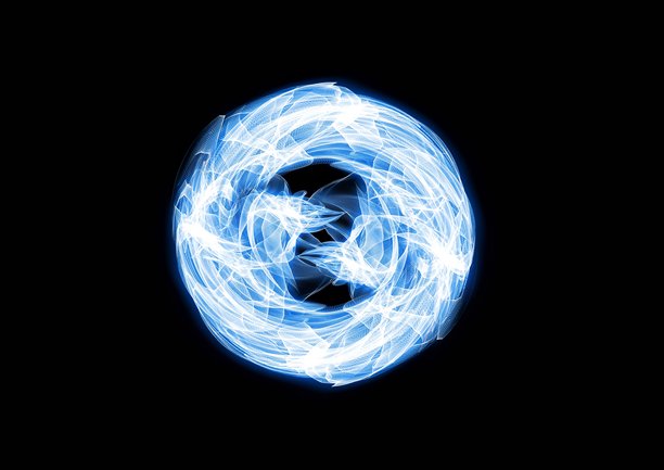 蓝色发光烟雾形成的圆形3D插画图片下载