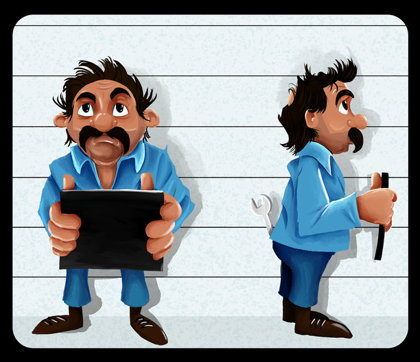 被拘留的工人的嫌疑人照片 - 犯罪记录 - 可供书写的空白板图片下载