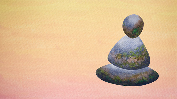 抽象人体石雕平衡脉轮莲花式瑜伽冥想和平心灵心理健康疗愈冥想自我护理灵魂精神宇宙积极疗法艺术设计插画水彩画图片下载