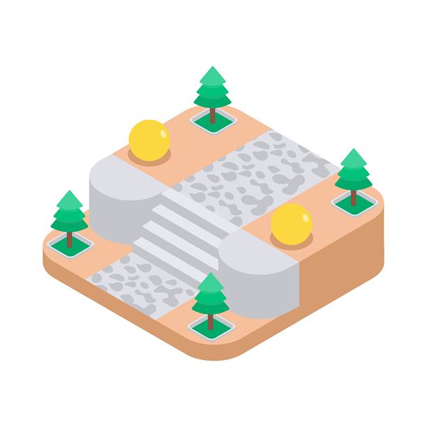 公园等距矢量插画图片下载