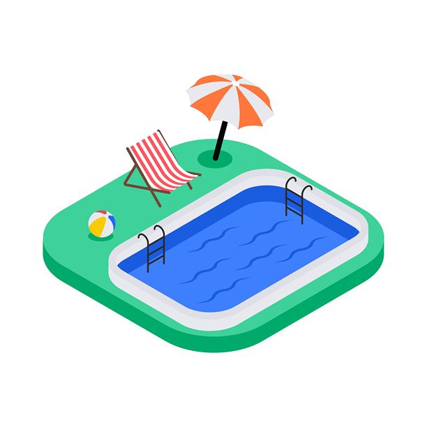 游泳池Isometric矢量插画图片下载