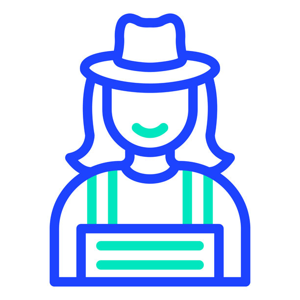 女农夫矢量图标设计插画图片下载