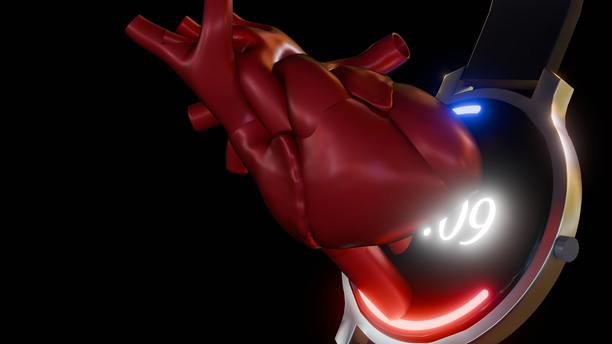 智能手表和人类心脏的插画图片下载