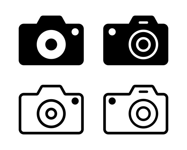 相机图标合集。照片相机图标或摄影相机图标，孤立在白色背景上。图片下载