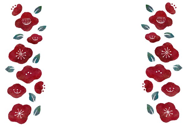 日式风格的画框背景素材，配有手绘山茶花插画图片下载