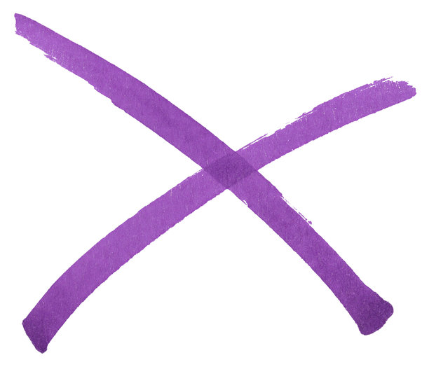 手绘紫色叉号，带有马克笔笔触，抽象墨水X符号，表示错误选择、错误、取消、拒绝图片下载