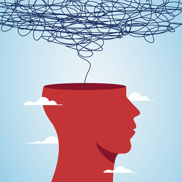 抽象插画，用脑中缠绕的思绪表现人类的压力图片下载