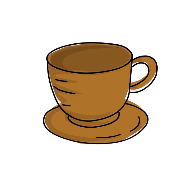 棕色卡通杯碟 手绘咖啡插画图片下载