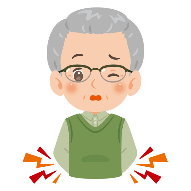 老年男性腰痛上身插画图片下载