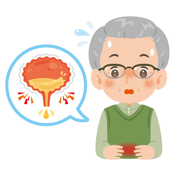 老年男性尿失禁上半身插画图片下载