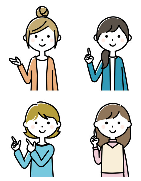 一位年轻女子指路的插画集图片下载