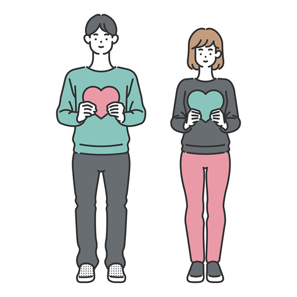 情侣手持爱心插画——爱与纪念日的象征图片下载