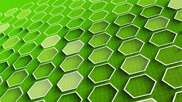 明亮的蓝色抽象几何科技动态波浪六边形背景 4K 素材图图片下载