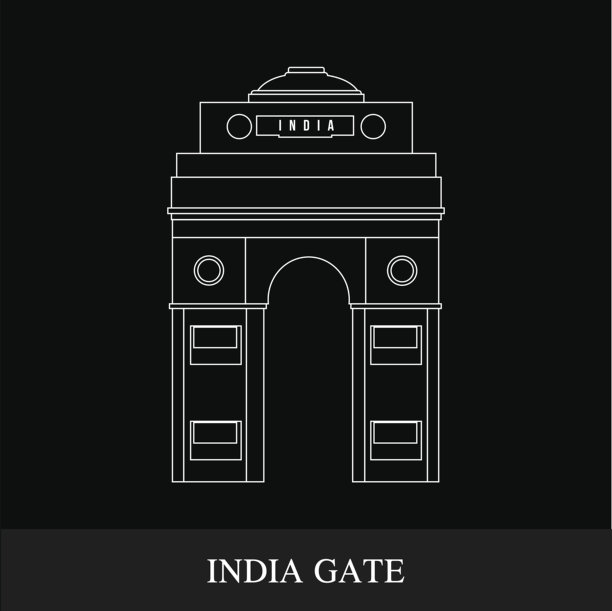 德里印度门的一幅现代简约矢量插画。图片下载
