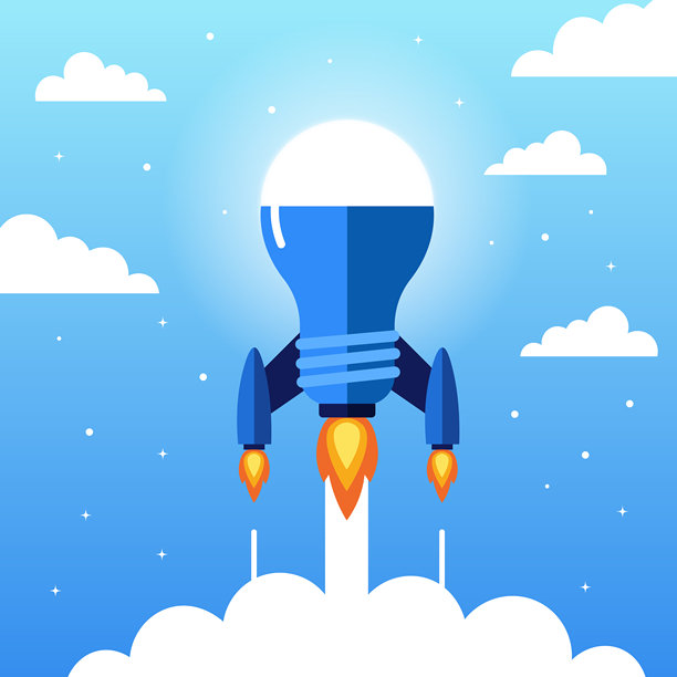 火箭发射 蓝天 白云 太空冒险 插画图片下载