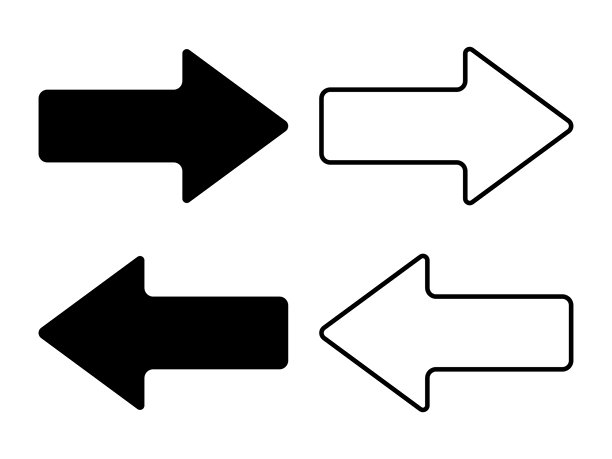 直箭头图标集。黑色箭头指向左右。箭头标志矢量素材。非常适合导航、方向和界面设计。图片下载