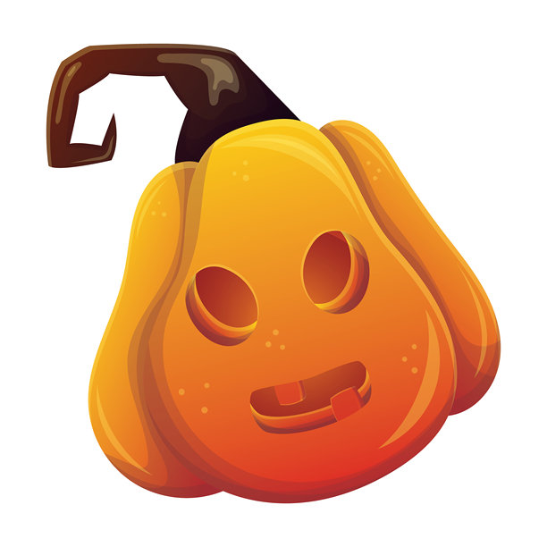 卡通风格的幽灵万圣节南瓜灯矢量插画，用于节日装饰和图形设计图片下载