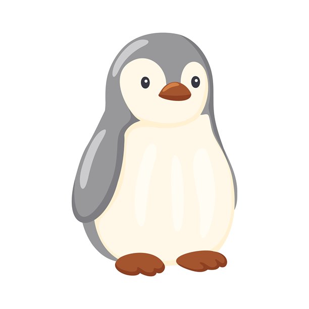 可爱的企鹅宝宝孤立插画图片下载