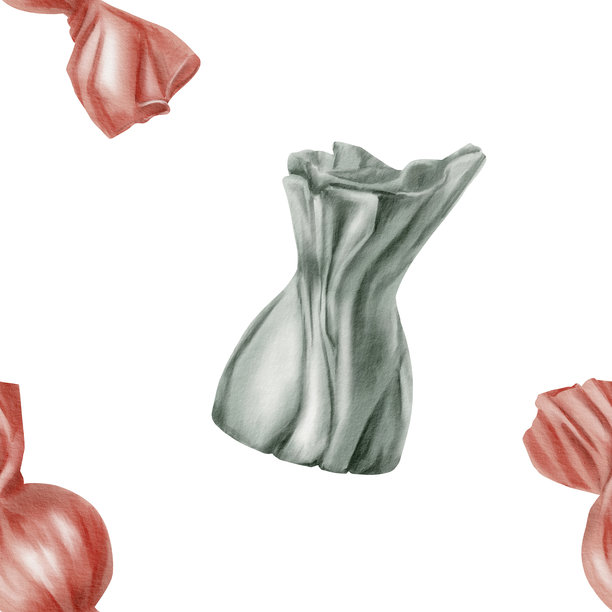 糖果，焦糖和巧克力风味，复古风格，带有明亮的包装纸，构成无缝图案，象征家庭节日、生日、圣诞节、新年。水彩手绘插画。图片下载