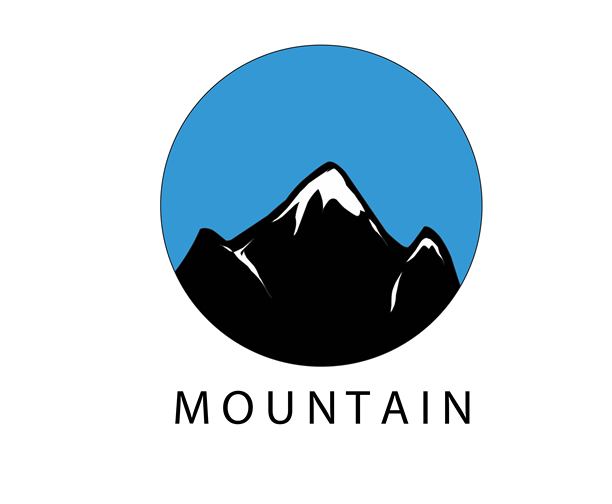 蓝天色彩的山峰标志插画设计图片下载