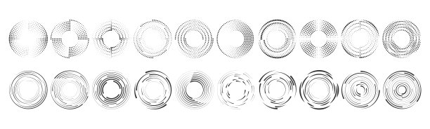 圆形运动线条集。径向速度爆发形状象征着运动、力量和技术。用于品牌、框架或未来背景的矢量隔离设计。图片下载
