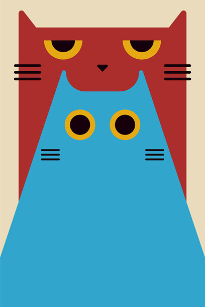 扁平风格的可爱卡通猫插画，背景简洁图片下载