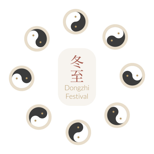 冬至图标边框，冬至节日符号，扁平简约风格，矢量插画，用于横幅、卡片，文字“冬至”。图片下载