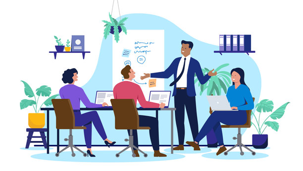 办公室商务会议人物插画图片下载